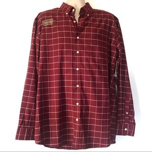 New Foundry Autumn Burgundy Cotton Plaid Shirt XLT